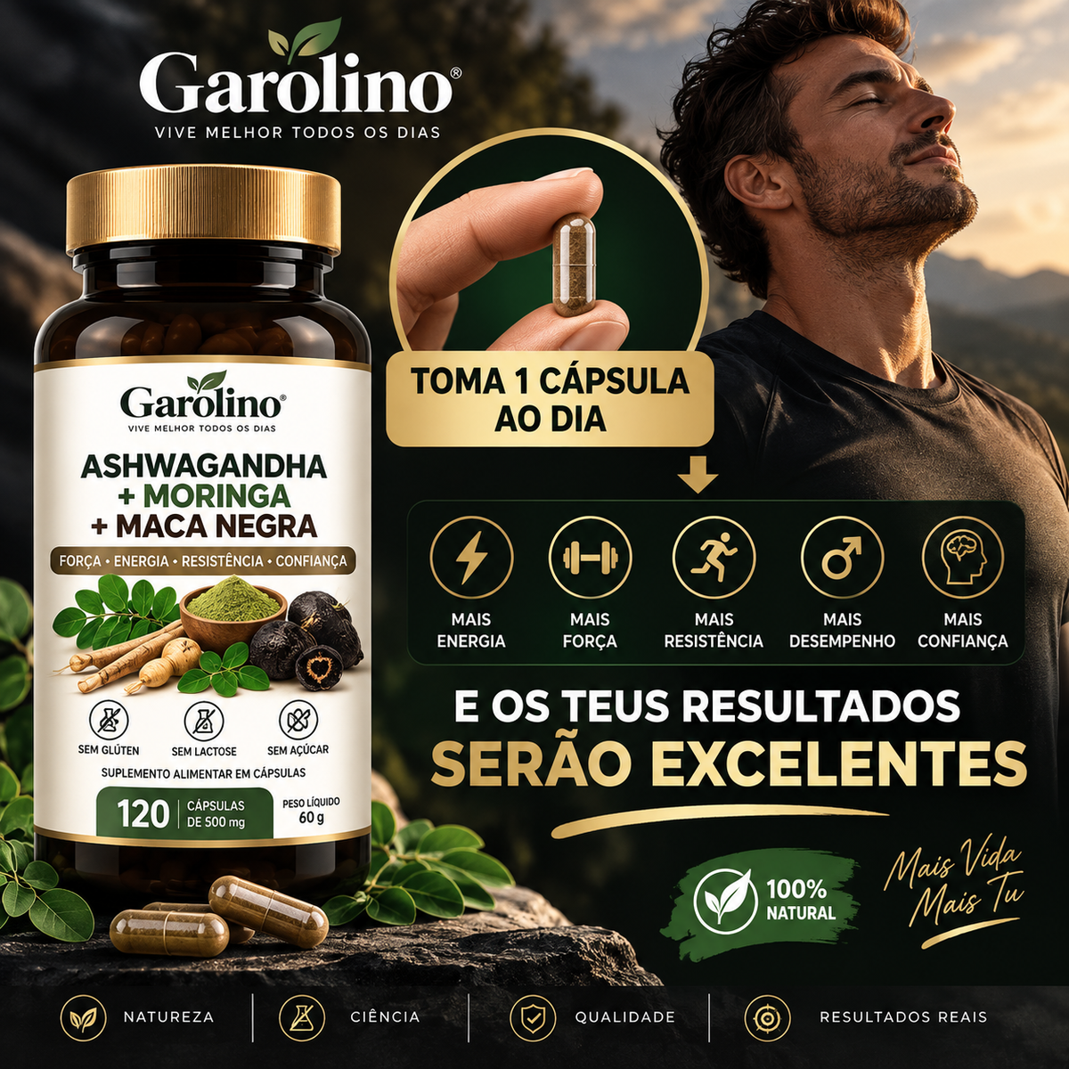 Garolino® Performance Masculina – Fórmula 3 em 1