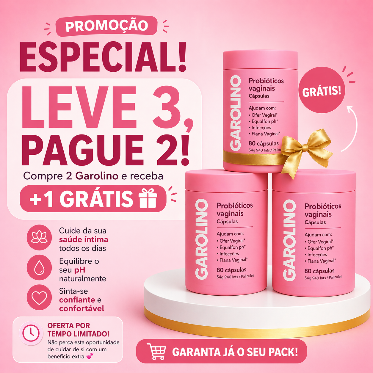 Cápsulas Probióticas Vaginais Garolino (Edição limitada)