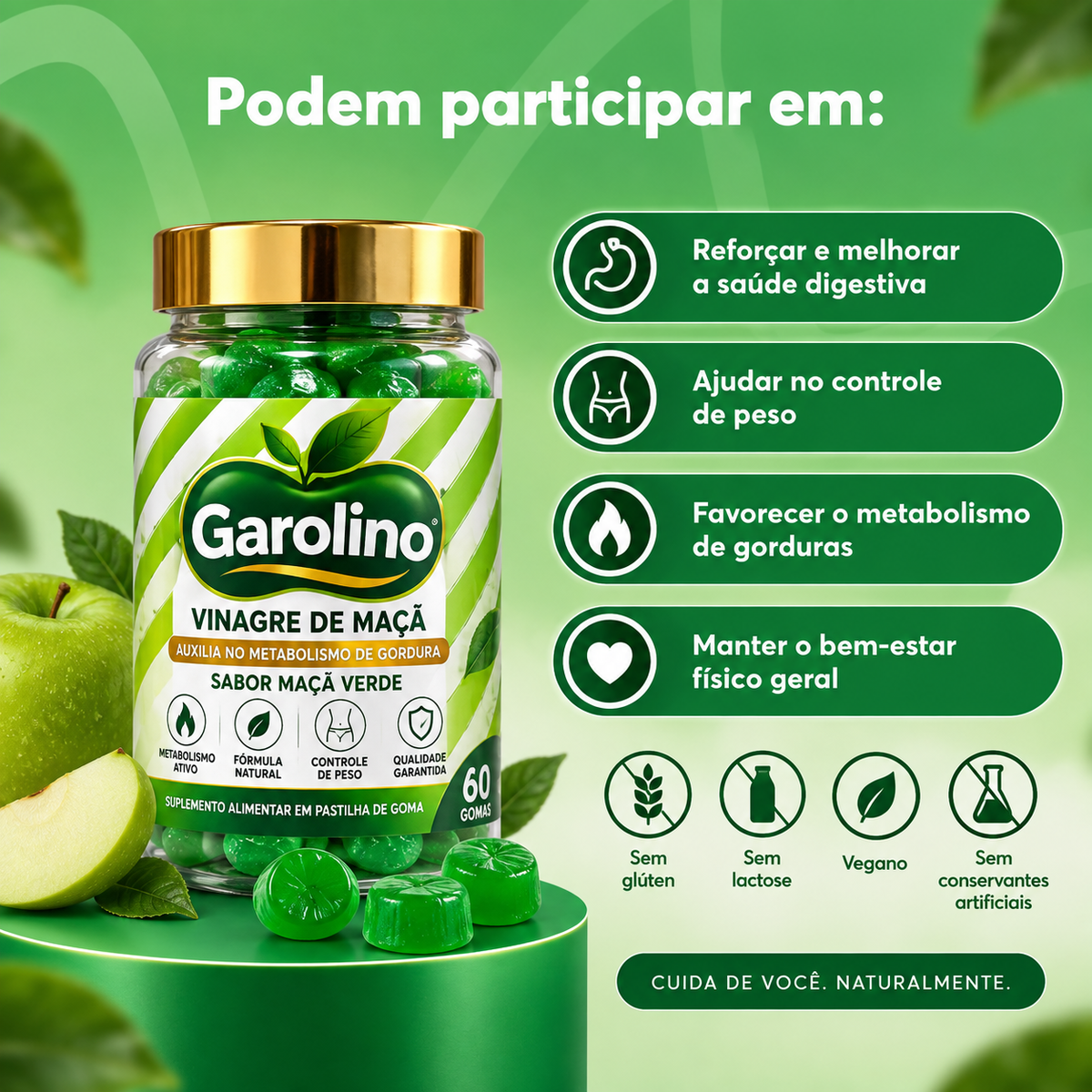 Gomas de vinagre de sidra de maçã